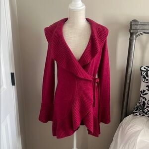 White house black market fuchsia wrap sweater